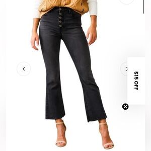 Hidden Happi Cropped Flare Raw Hem Jeans